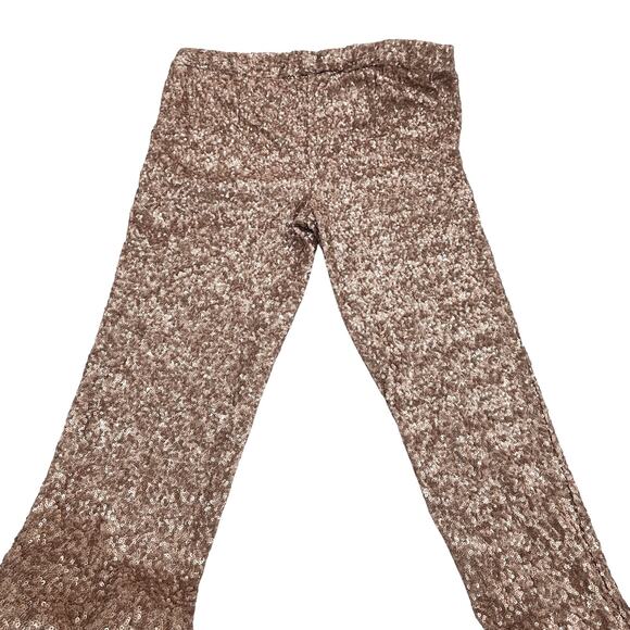 Free People Champagne Joggers Pants Sz XS Sequined Gold Lined Great Condition - Picture 1 of 16